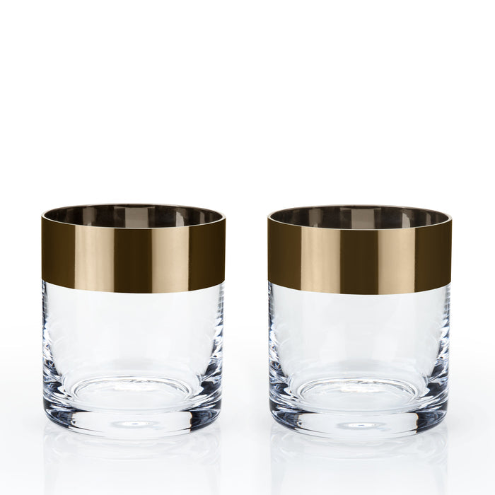 Irving Crystal Tumblers with Bronze Rim, Set of 2