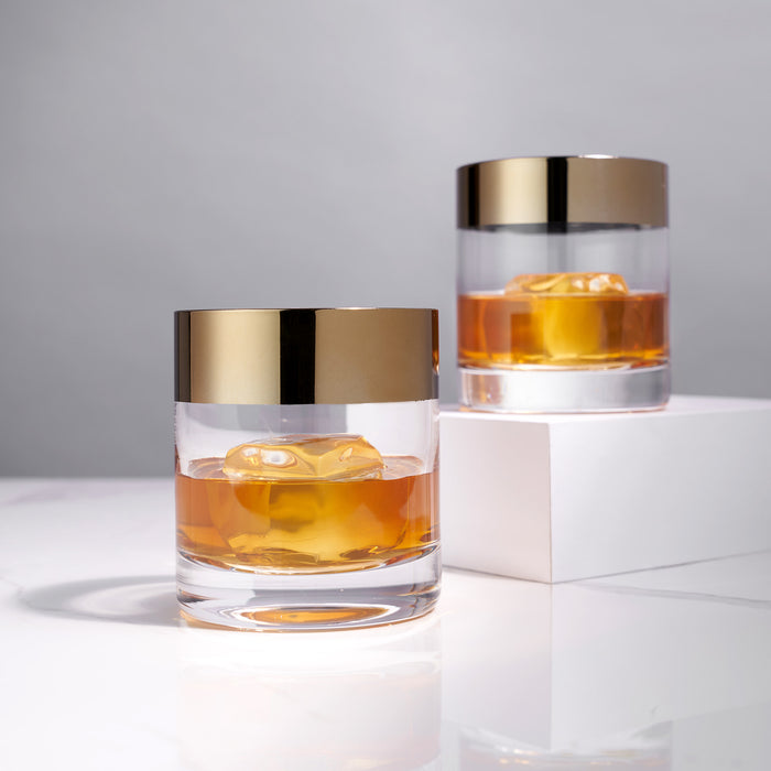 Irving Crystal Tumblers with Bronze Rim, Set of 2
