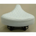 Ladies Retro Vinyl Saddle 250mm x 190mm Quilted Top Dual Coil Springs - White