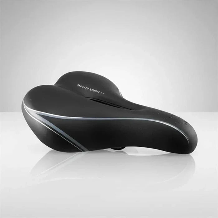 Ladies saddle vinyl top with black steel rails, 264x180mm designed for comfort and durability
