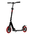 Lascoota Pulse folding urban commuter kick scooter in black with red wheels and adjustable handlebars