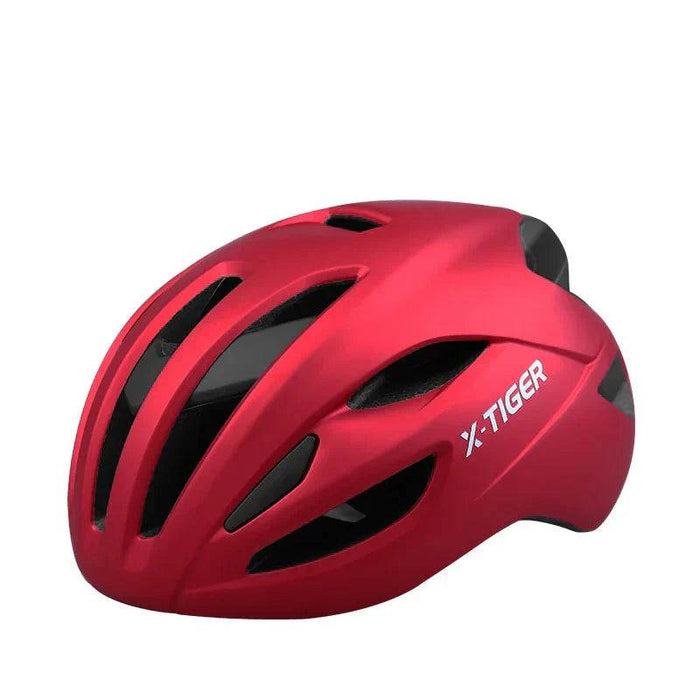 Lightweight racing-inspired adult bicycle helmet with aerodynamic design and adjustable fit for comfort and safety
