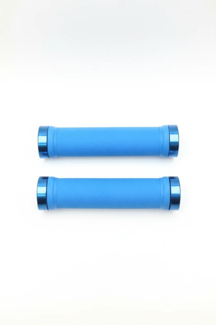 Lock-On Dual Clamp Grips 130mm With Plug With Rings - Blue