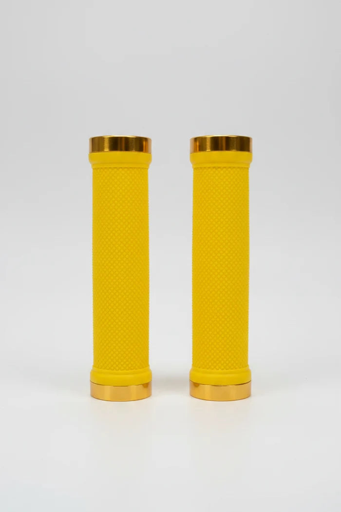 Lock-On Dual Clamp Grips 130mm With Plug With Rings - Gold