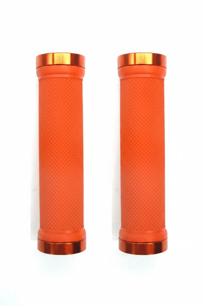 Lock-On Dual Clamp Grips 130mm With Plug With Rings - Orange