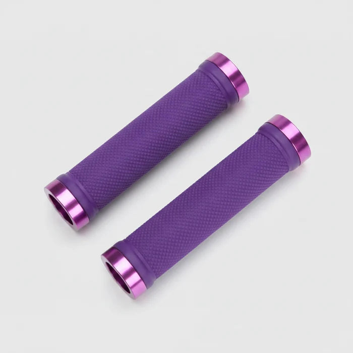 Lock-On Dual Clamp Grips 130mm With Plug With Rings - Purple