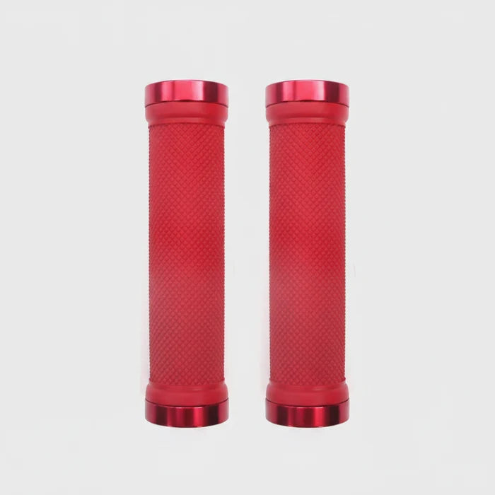 Lock-On Dual Clamp Grips 130mm With Plug With Rings - Red