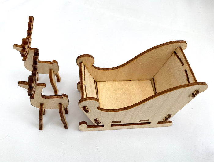 Make & Decorate Your Own Wooden Sleigh and Reindeers – Christmas Craft Kit