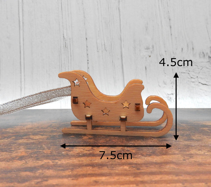 Mini Wood Sleigh Christmas Decoration