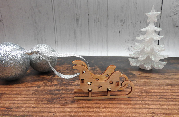Mini Wood Sleigh Christmas Decoration