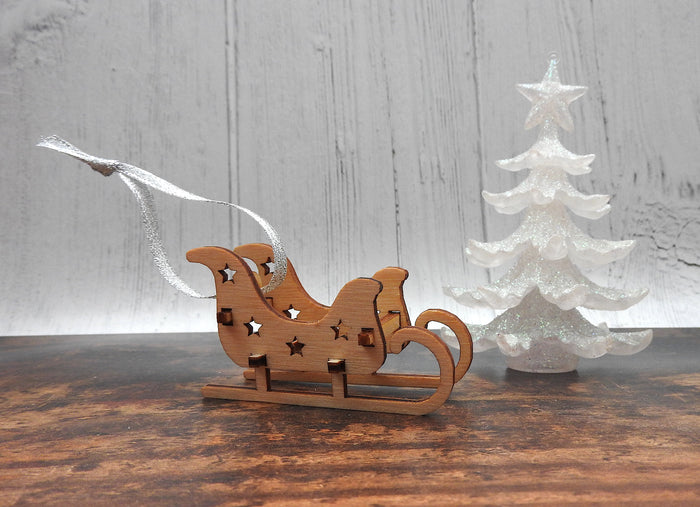 Mini Wood Sleigh Christmas Decoration