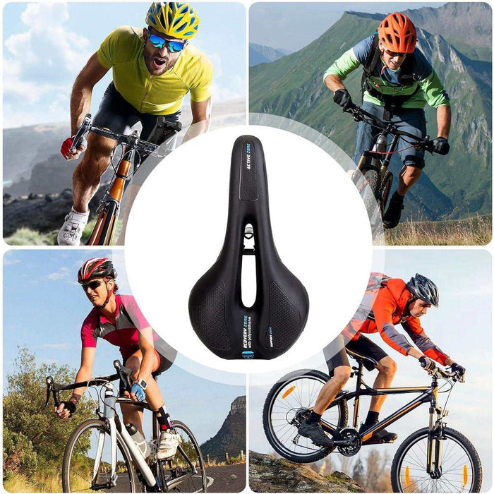 MTB Saddle Hollow Comfort Bicycle Seat Universal Cushion Soft Riding Saddle - Red