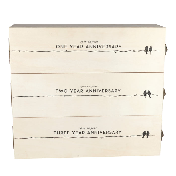 Newlywed's Anniversary 3-Bottle Wooden Wine Box