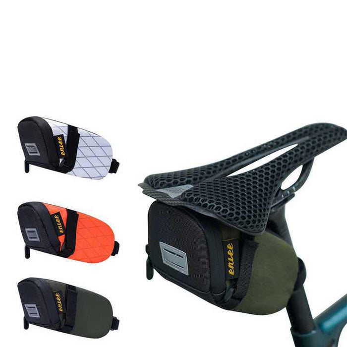 Orange And Black Water-Resistant Bicycle Saddle Bag - 1.3L Reflective Seat Pack for Road & Mountain Bikes