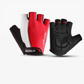 Size L red padded half-finger cycling gloves with adjustable wrist strap and breathable mesh back