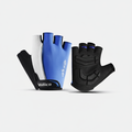Size L blue padded half-finger bike riding gloves with adjustable wrist strap and breathable mesh back