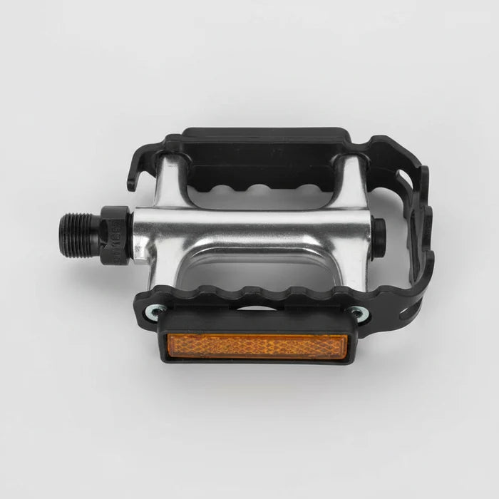 PEDALS 9/16" Alloy Body & Cage Cro-Mo Axle - Silver/Black
