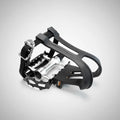 PEDALS 9/16" Axle MTB Silver Body Cage With Toe Clip & Straps - Black