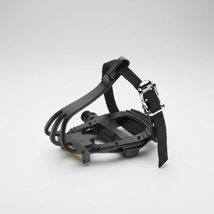 PEDALS 9/16 Axle P.P Including Toe Clip & Straps - Black