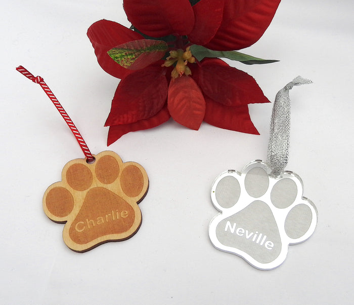 Personalised Dog Paw Christmas Decoration