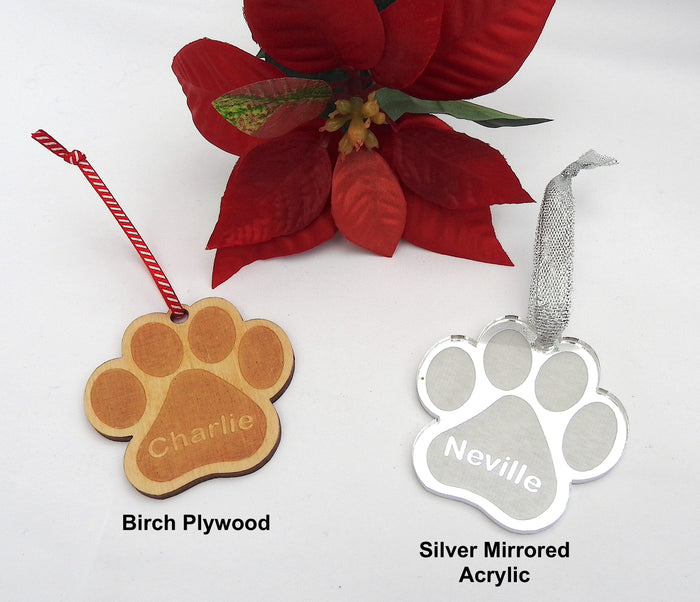 Personalised Dog Paw Christmas Decoration
