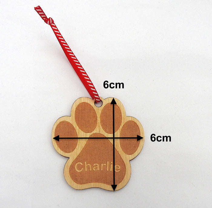 Personalised Dog Paw Christmas Decoration
