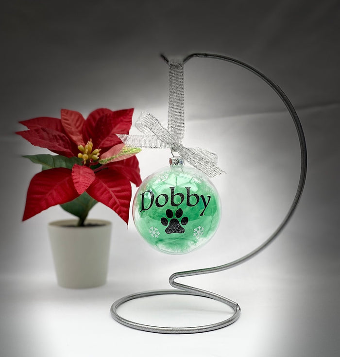 Personalised Pet Feather Christmas Bauble - Shatterproof