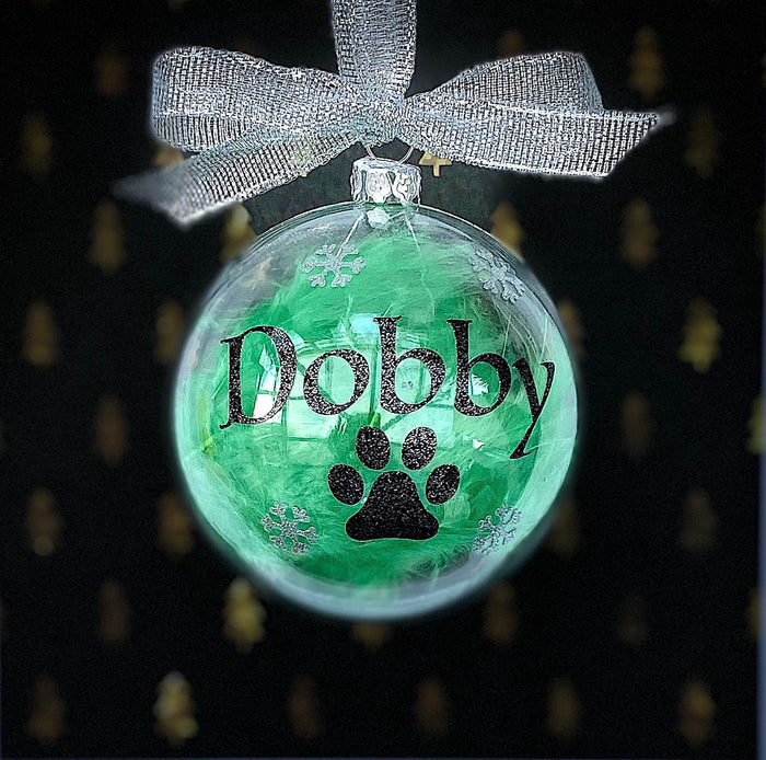 Personalised Pet Feather Christmas Bauble - Shatterproof