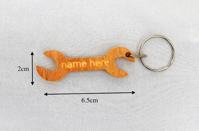 Personalised Wood Spanner Keychain