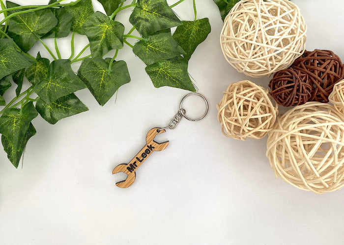 Personalised Wood Spanner Keychain