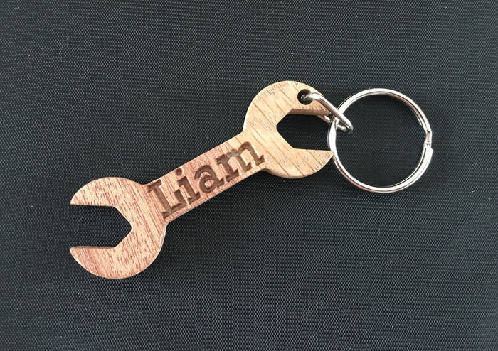 Personalised Wood Spanner Keychain