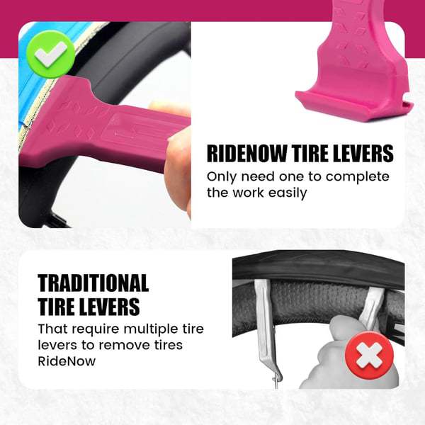 Pink Easy-to-use bicycle tire levers (one pair) - quick tire removal and installation tool