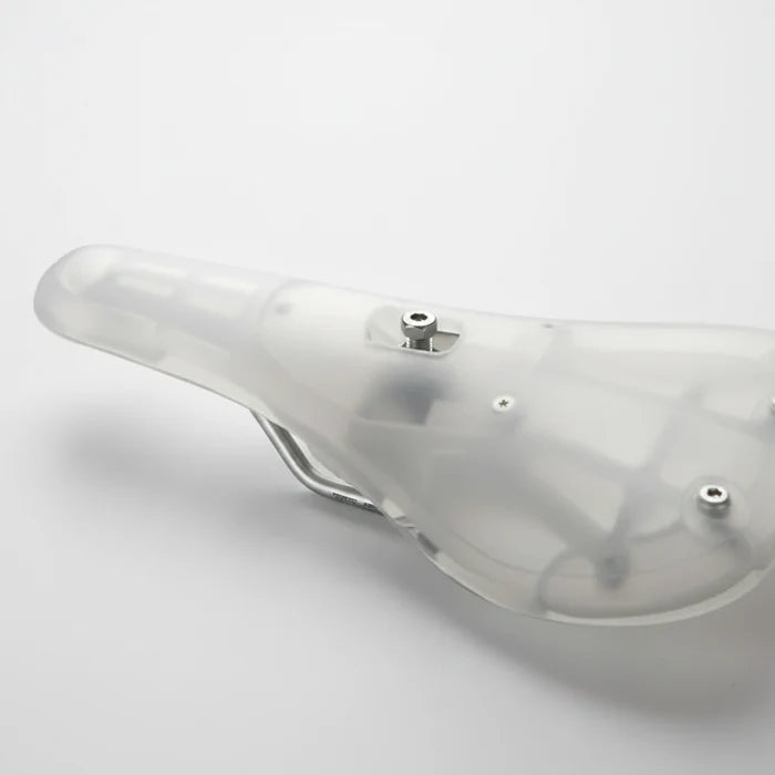Pivotal BMX Saddle With Hollow Bolt PP Plastic Without Padding - Semi Clear