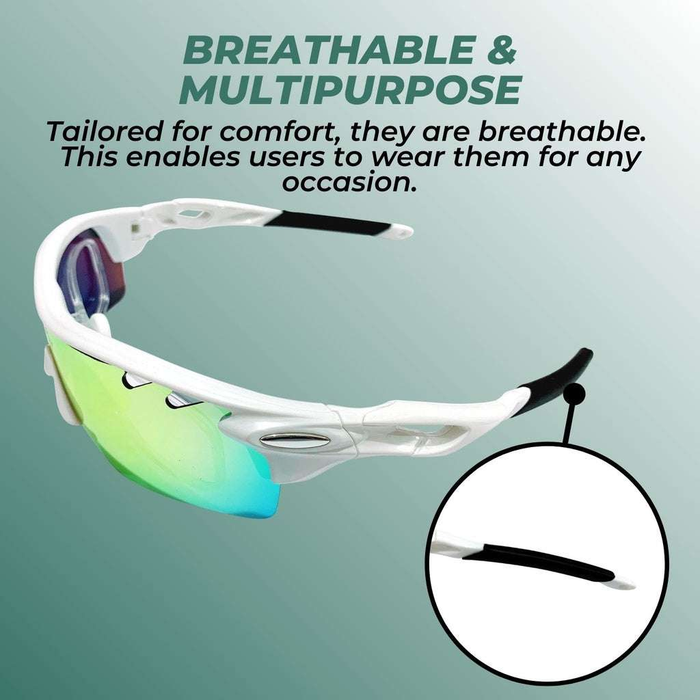 Polarised Bike Riding Sunglasses | White Frame with Black End Tip