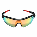 Polarised Cycling Sunglasses | Black Frame with Red End Tip