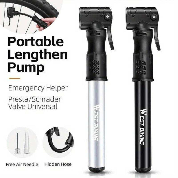 Portable Bicycle Pump Mini Inflatable Tube Pump Tire Inflator for Bike Cycling - Black