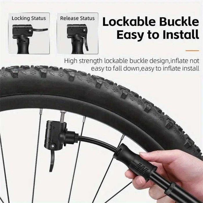 Portable Bicycle Pump Mini Inflatable Tube Pump Tire Inflator for Bike Cycling - Silver