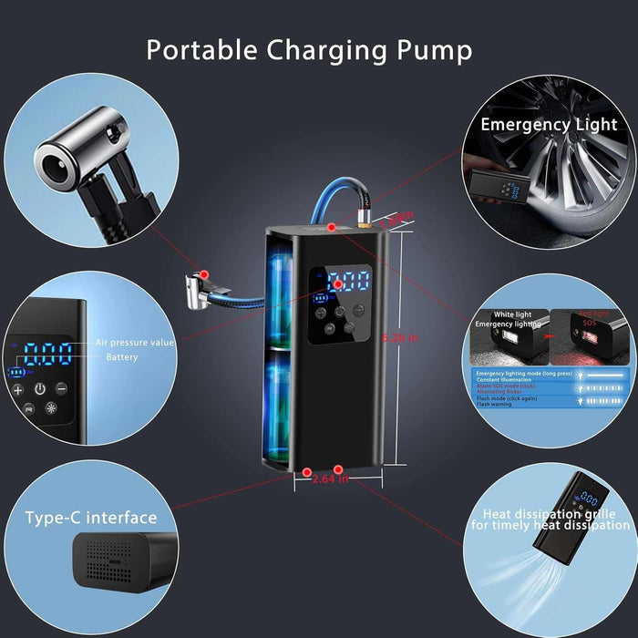 Portable Digital Bicycle Air Pump Handy And Wirelessly Rechargeable
