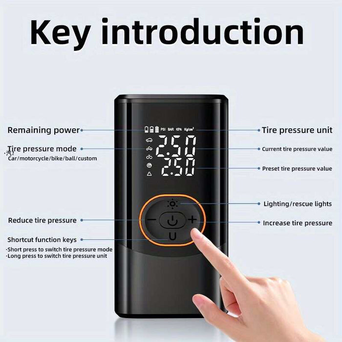 Portable & Wireless Air Pump with Digital Pressure Gauge | 150PSI