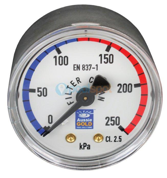 Pressure Gauge - Aussie Gold - S/steel - Centre rear mount