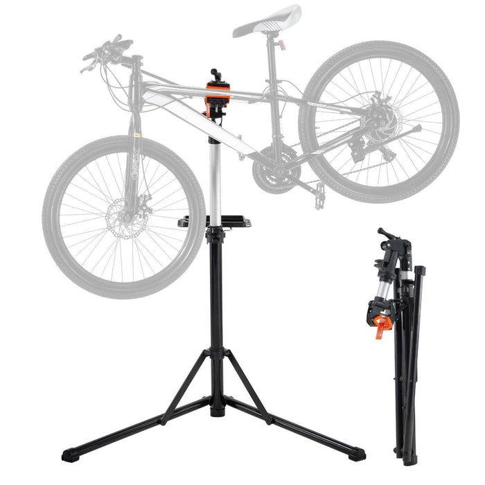 Heavy-duty adjustable bike repair stand with 66 lbs capacity and magnetic tool tray