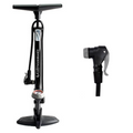 QBP Floor Pump Alloy Barrel Plastic Base Twin Head Valve - 120 Psi