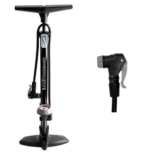 QBP Floor Pump Alloy Barrel Plastic Base Twin Head Valve - 120 Psi