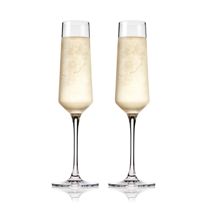 Raye Crystal Angled Champagne Flutes, Set of 2