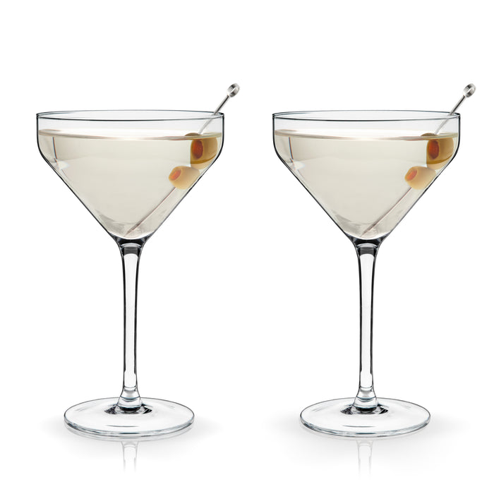 Raye Crystal Angled Martini Glasses, Set of 2