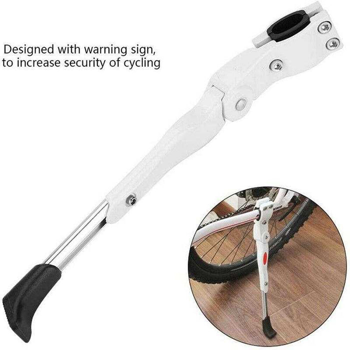 Rear Adjustable Kickstand for Mountain and Road Bike - White