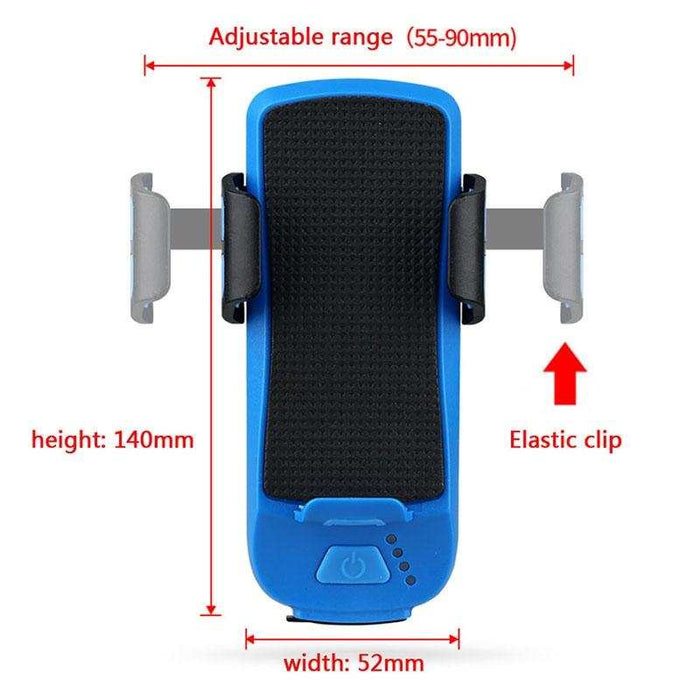 Rechargeable Bike Light With Horn & Holder - Blue