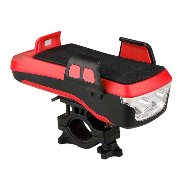 Rechargeable Bike Light With Horn & Holder - Red