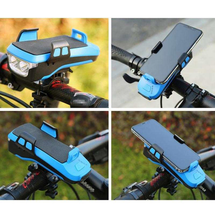 Rechargeable Bike Light With Horn & Holder - Red