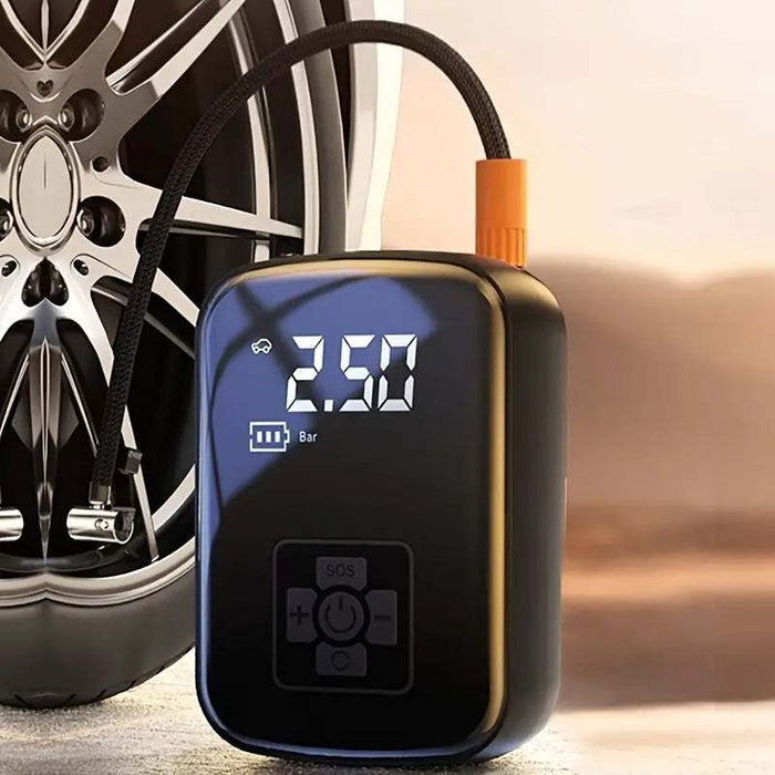 Portable rechargeable air pump with digital display for car and bike tires inflation